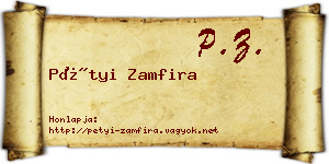 Pétyi Zamfira névjegykártya